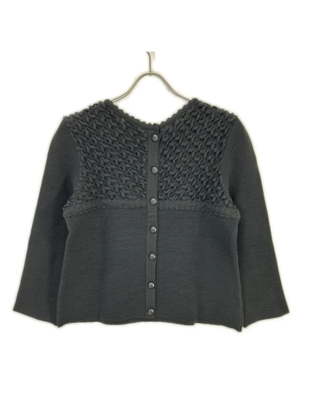 Chanel Black CC Button Knit Sweater 40